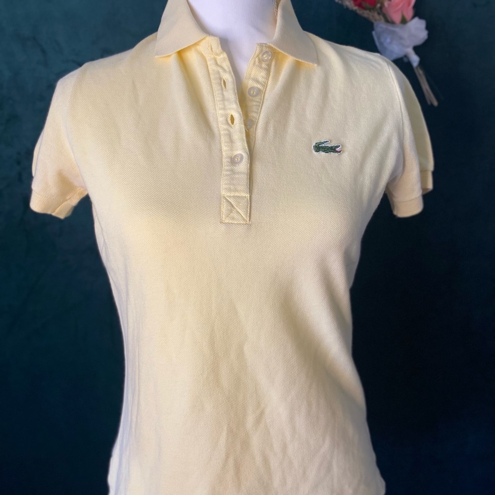 Lacoste Women's Light Yellow Button Down Shirt